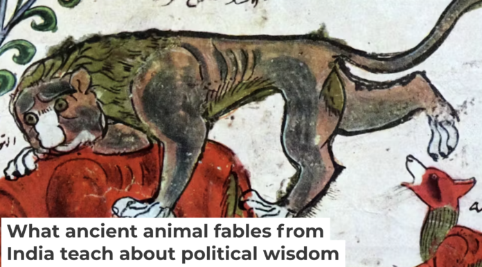 An illustration from an Arabic translation of a story in the ‘Pañcatantra,’ a collection of animal fables. Photo12/Universal Images Group via Getty Images